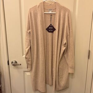 Ava & Viv Women's Cream Open-Front Cardigan